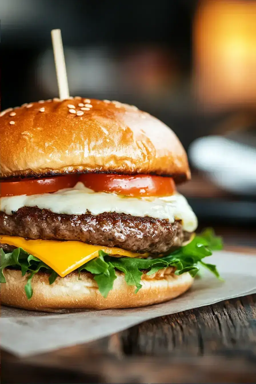 Juicy crack burgers with melted cheese and pickles