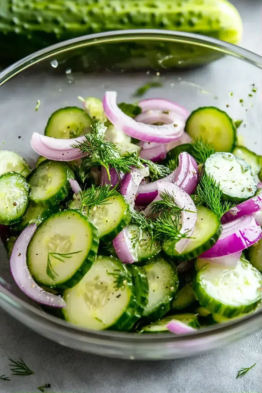 Finished cucumber salad ready to serve