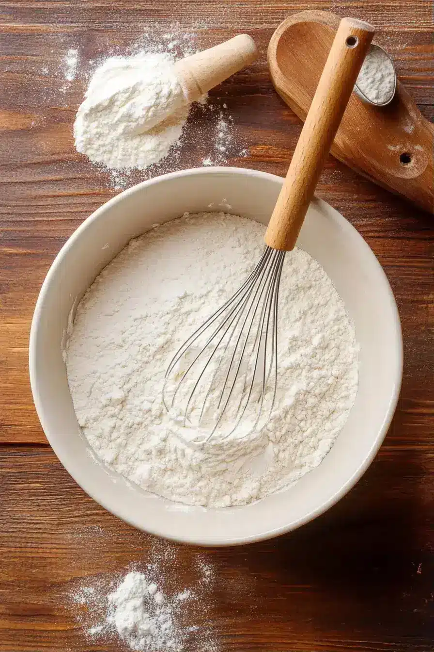 Whisking dry ingredients for the cupcake recipe