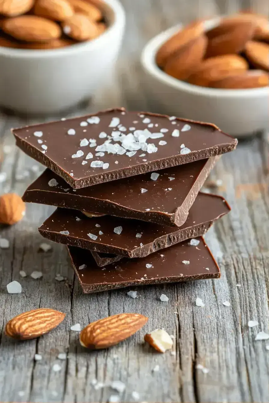 Date Bark served on a beautiful ceramic plate with coffee