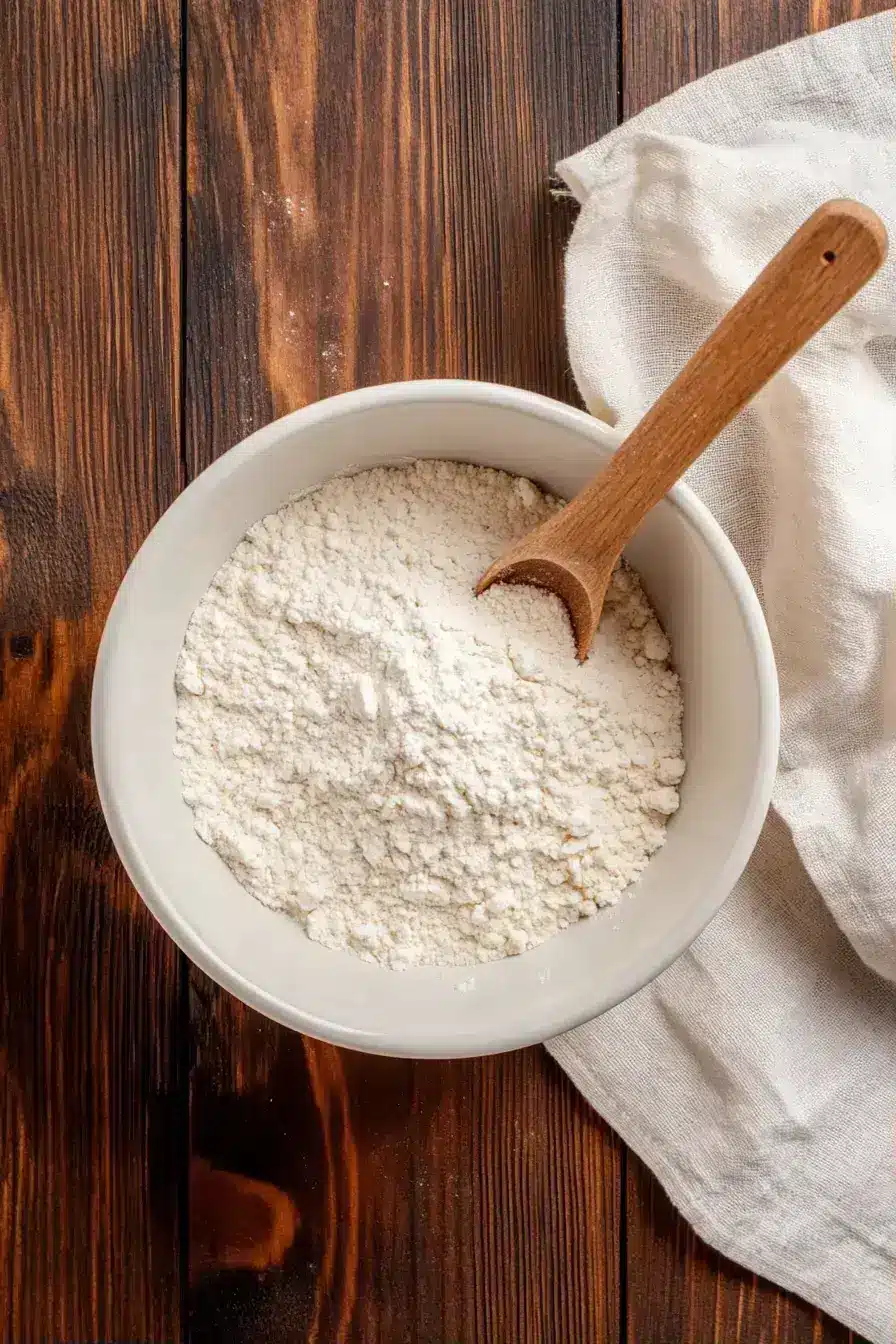 My hands mixing butter into the flour to create a crumbly dumpling dough base