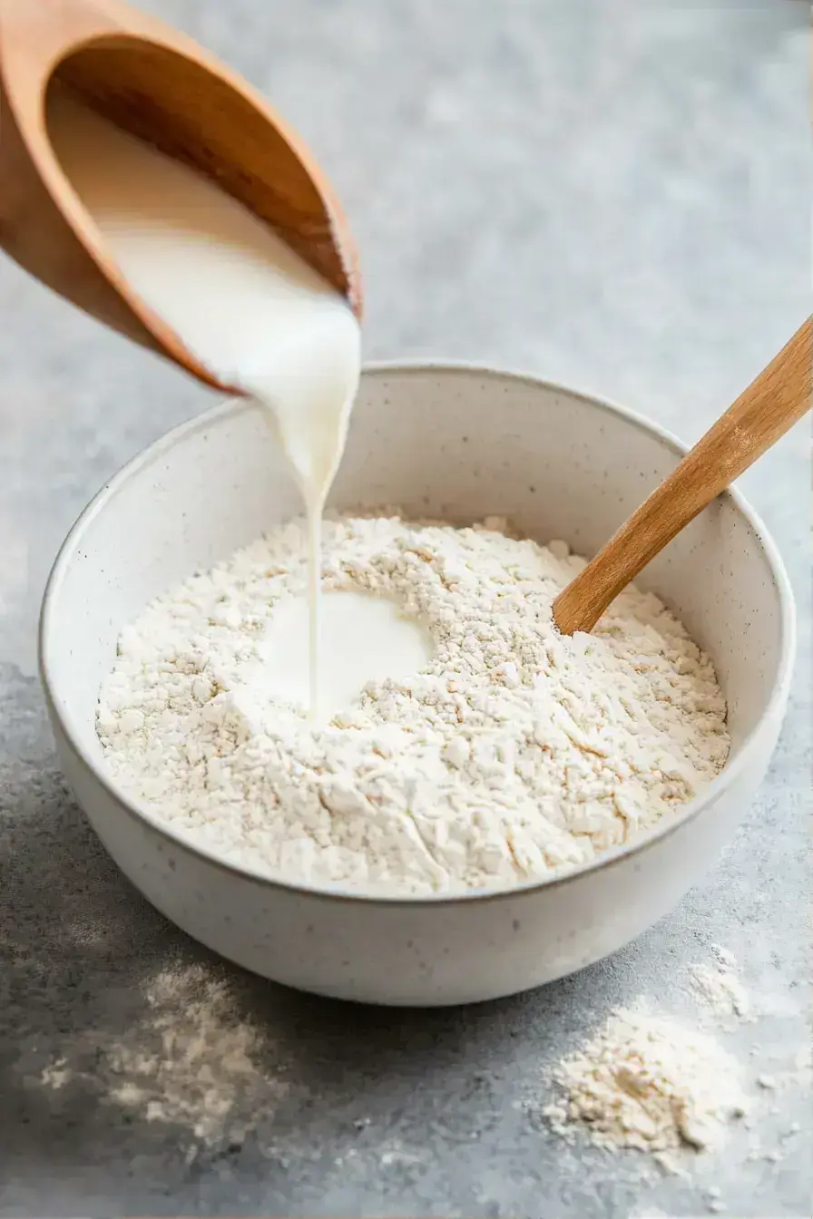 A steaming bowl of finished, fluffy dumplings served in a rich broth