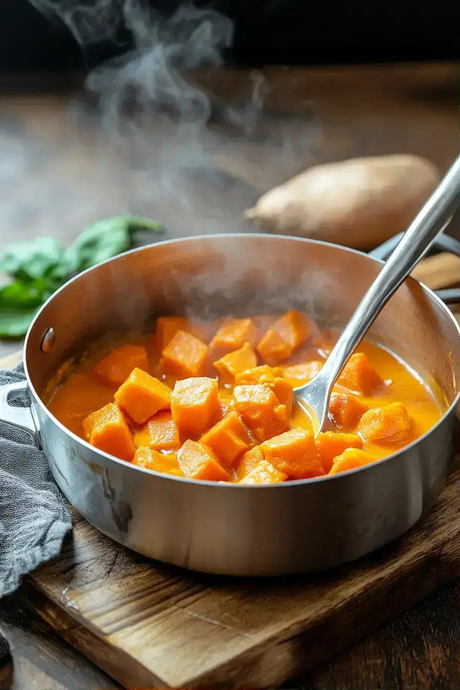 Ladling a final serving of hot, garnished Fall Soup into a bowl