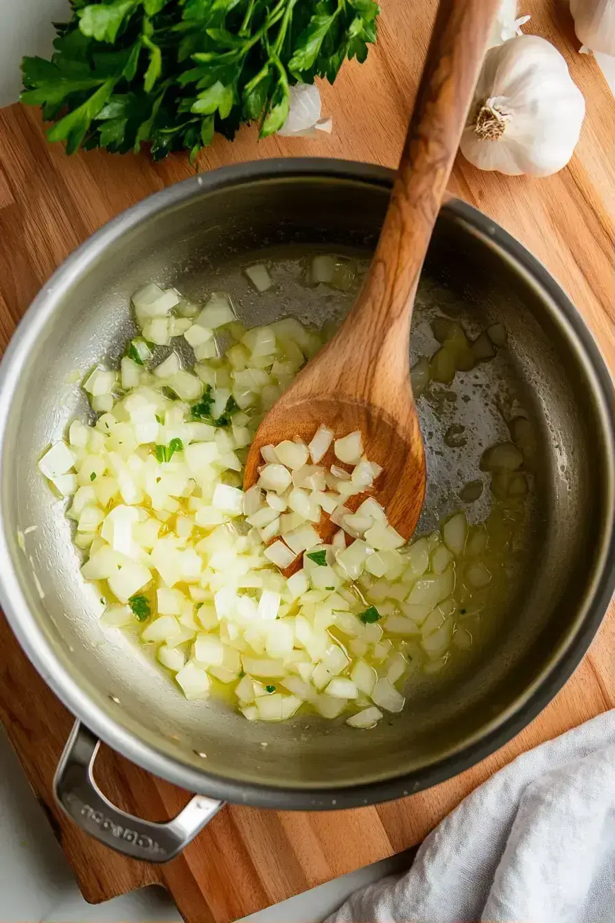 Sautéing vegetables for Fall Soup Recipes in a dutch oven