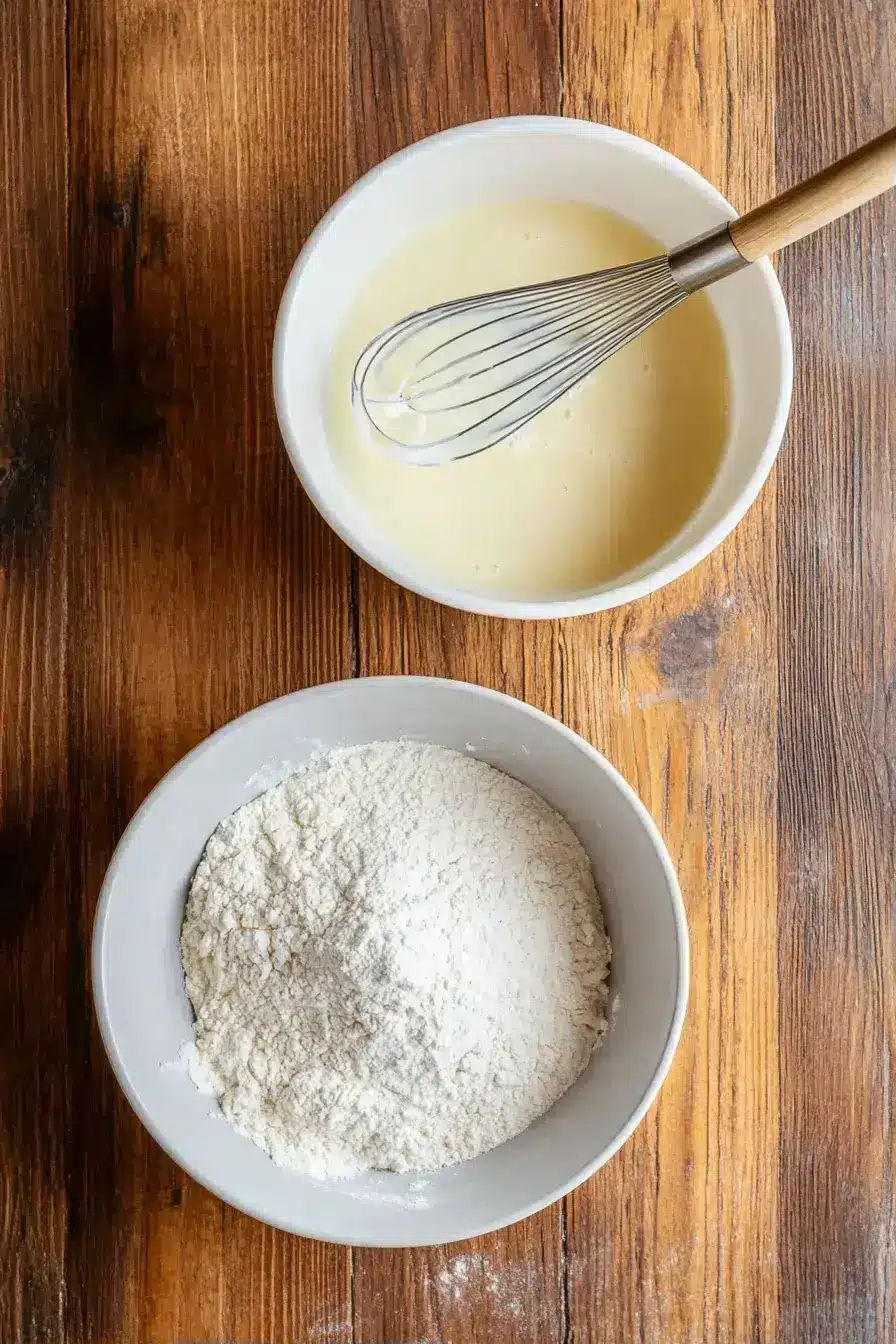 Mixing dry ingredients for French Breakfast Puff batter in a bowl