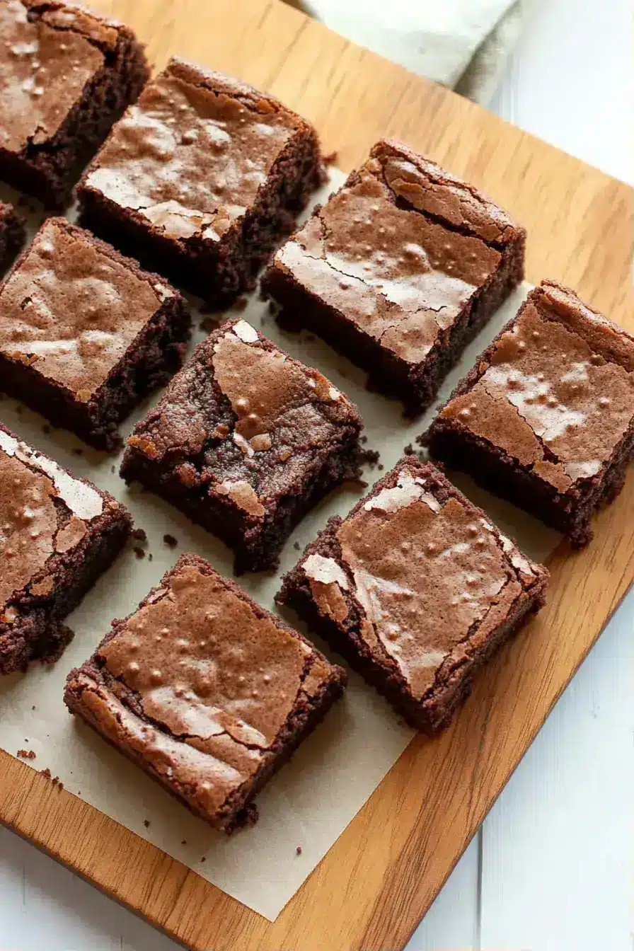 Serving warm Fudgy Brownies with coffee and fresh berries