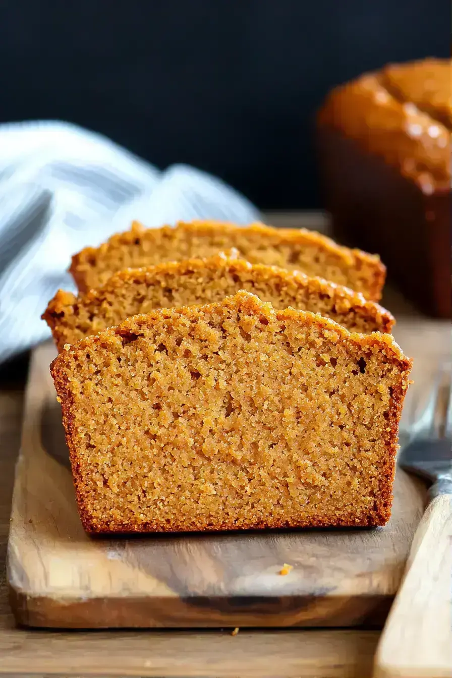 Sliced Gluten-Free Pumpkin Bread served with honey and butter