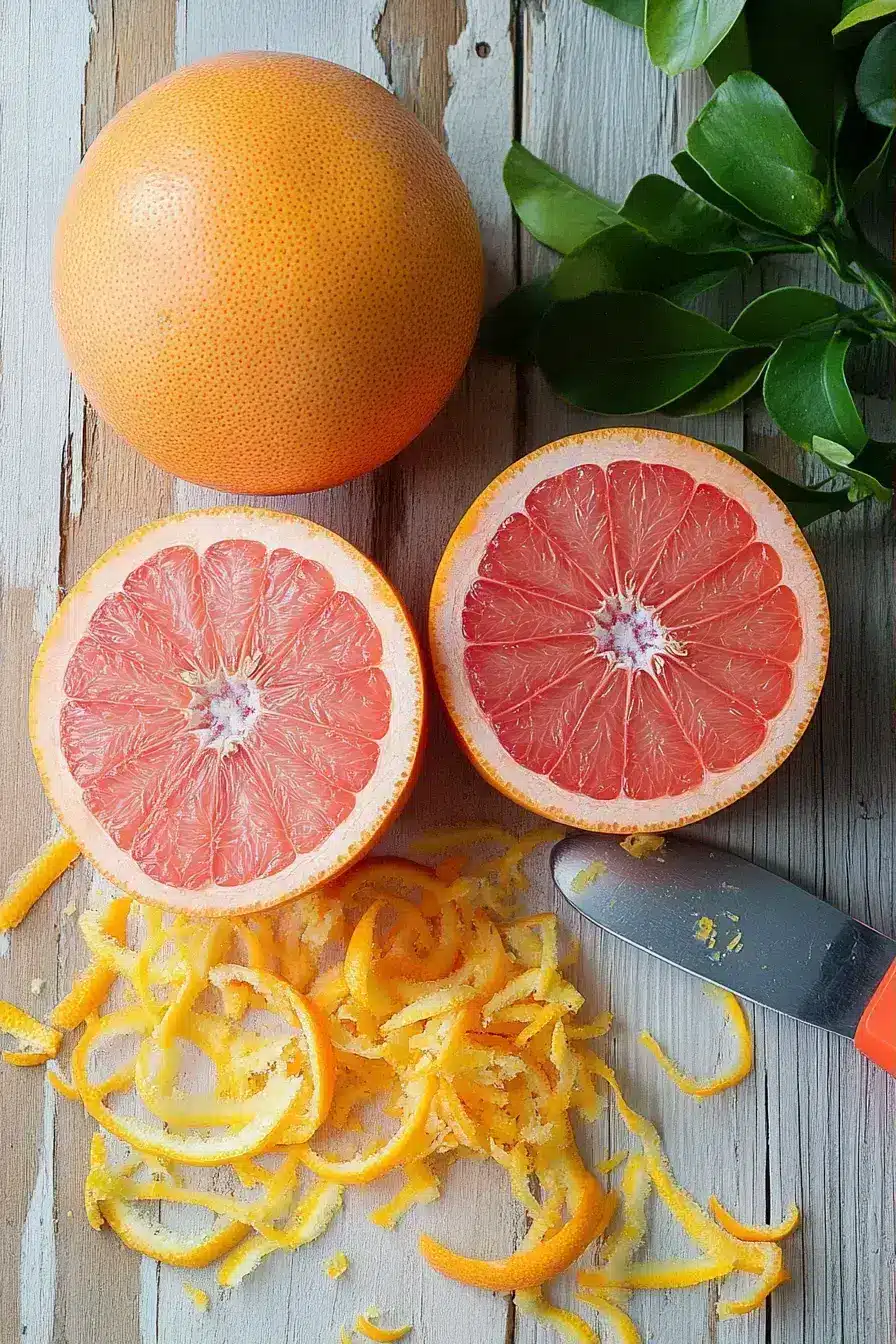 Removing zest from grapefruits for essential oil