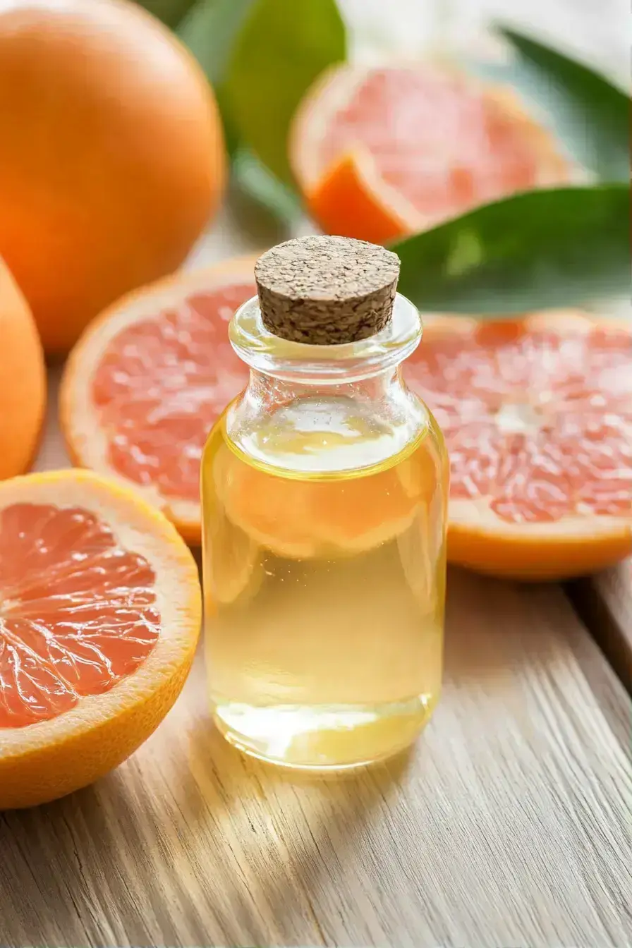 Serving grapefruit essential oil in a glass of sparkling water