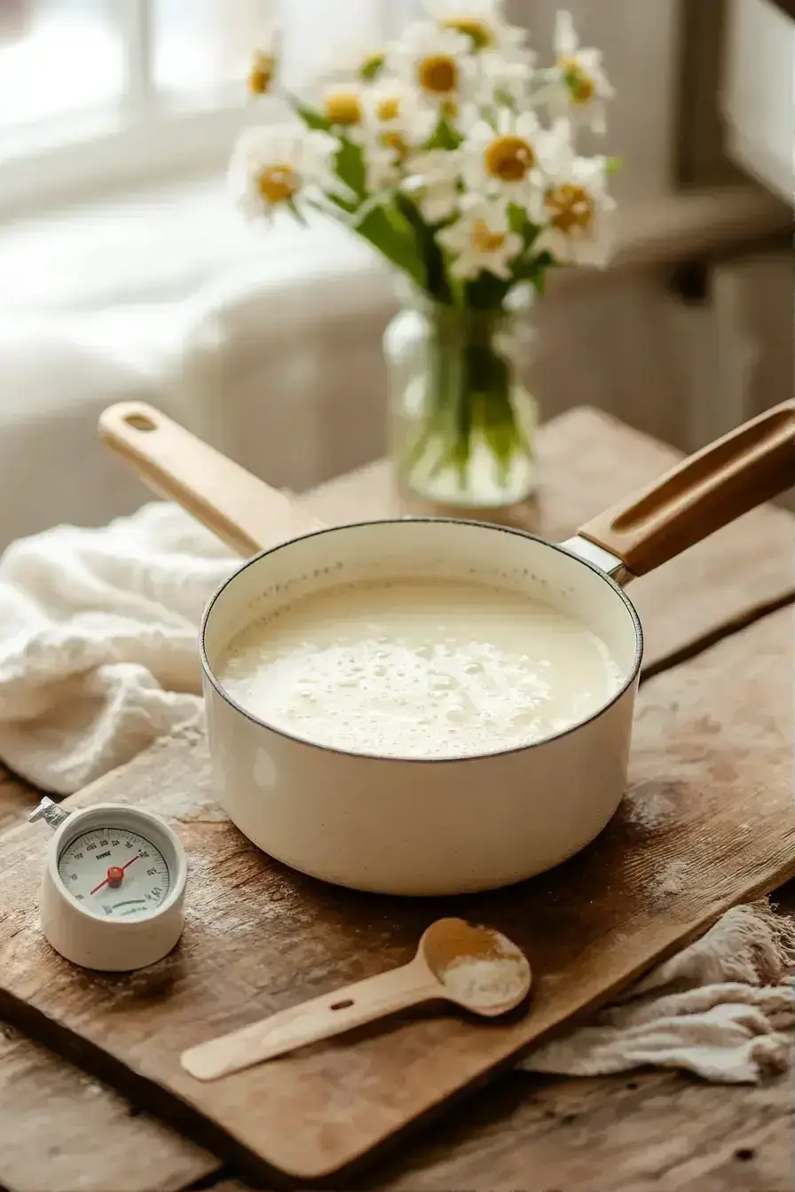 Cooling milk for Greek yogurt on the stovetop