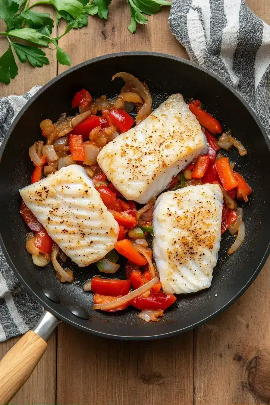 Cooking green curry paste with vegetables for Green Curry Fish