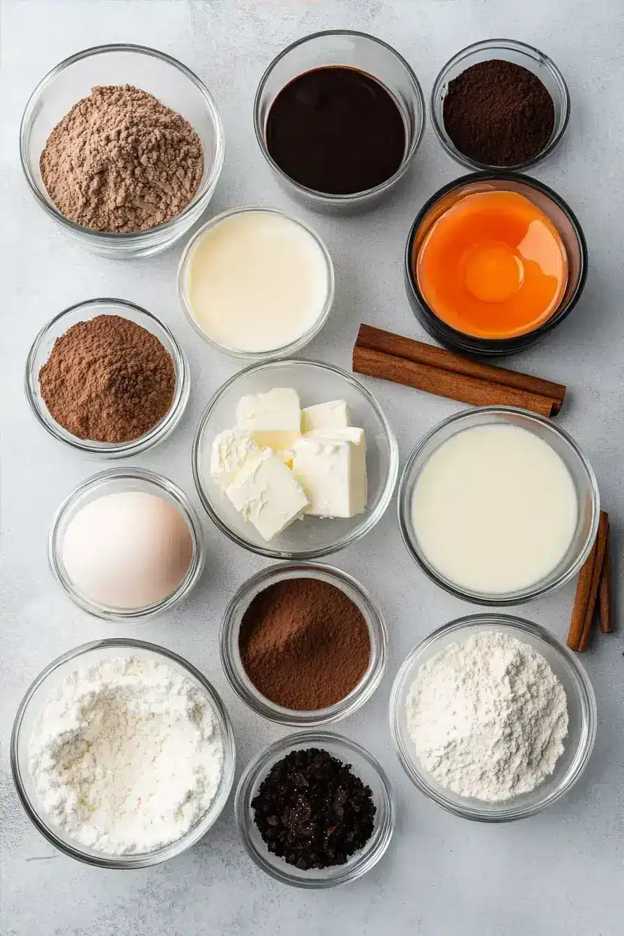 Ingredients for Halloween dessert recipe laid out on counter