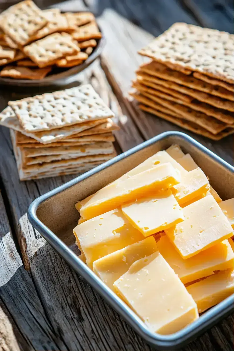 Homemade Lunchables with stacked crackers