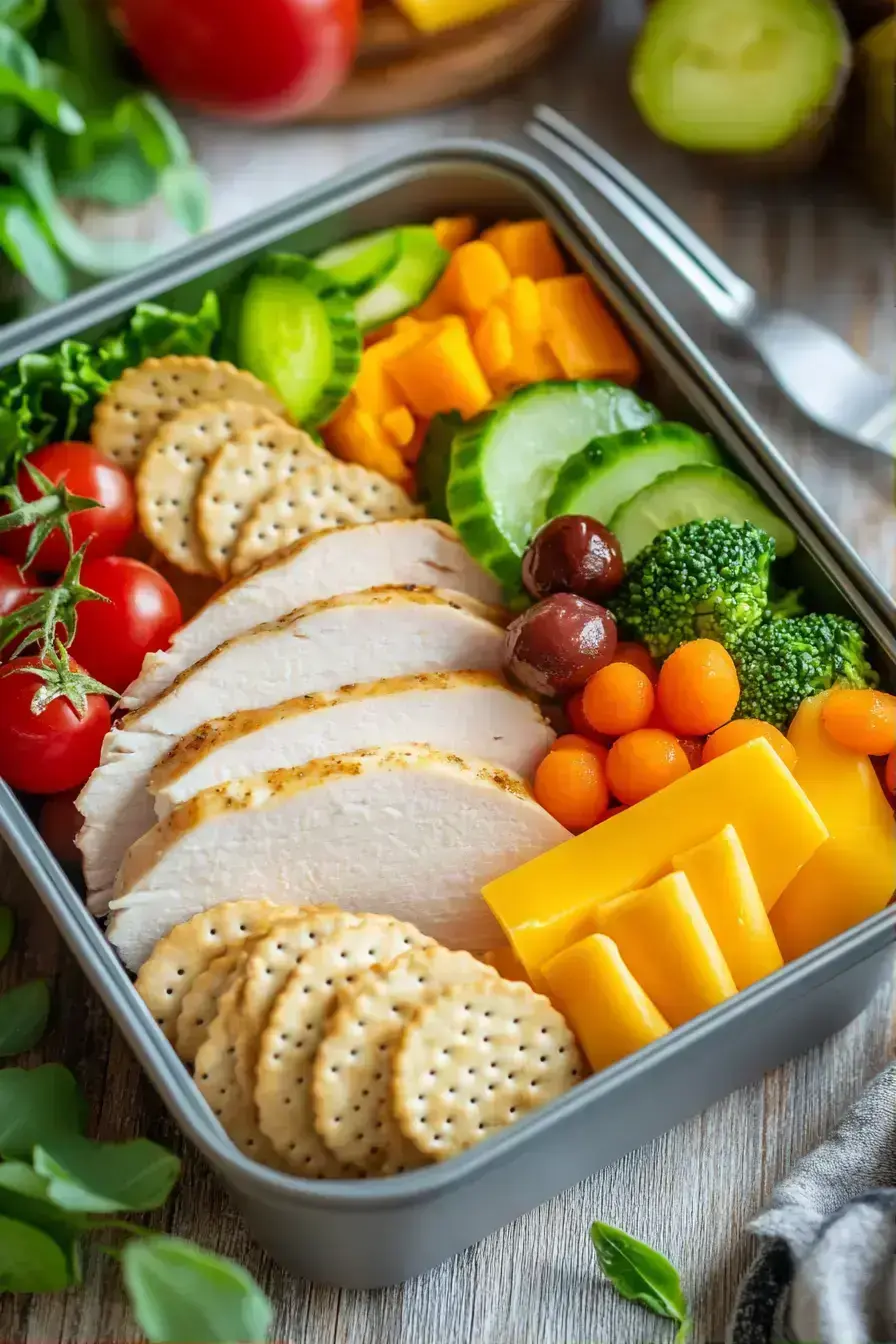 Homemade Lunchables served in a bento box for a picnic