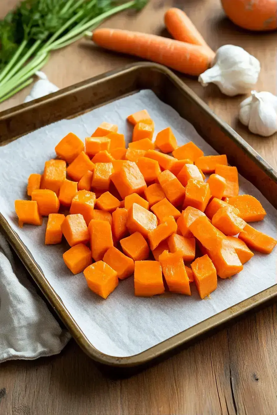 Carrots roasting in the oven for Honey Balsamic Carrots