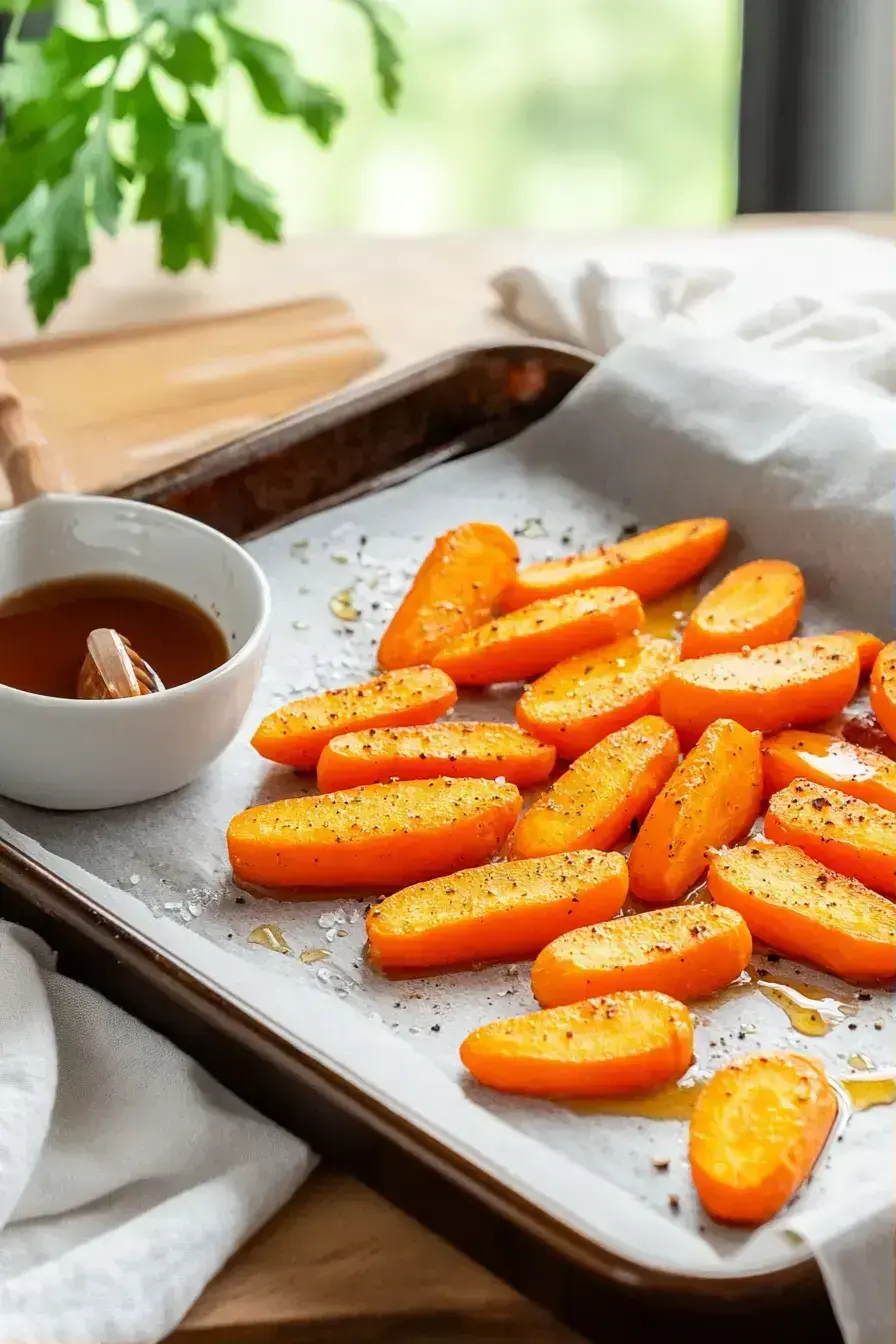 Finished Honey Balsamic Carrots with a caramelized glaze