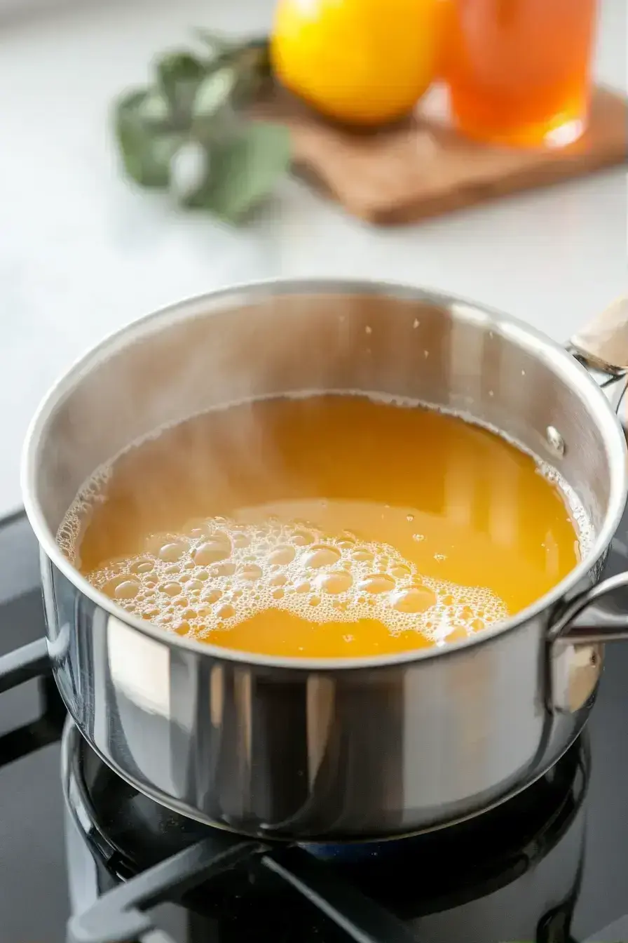 Honey trick recipe cooling in a glass jar with a spoon