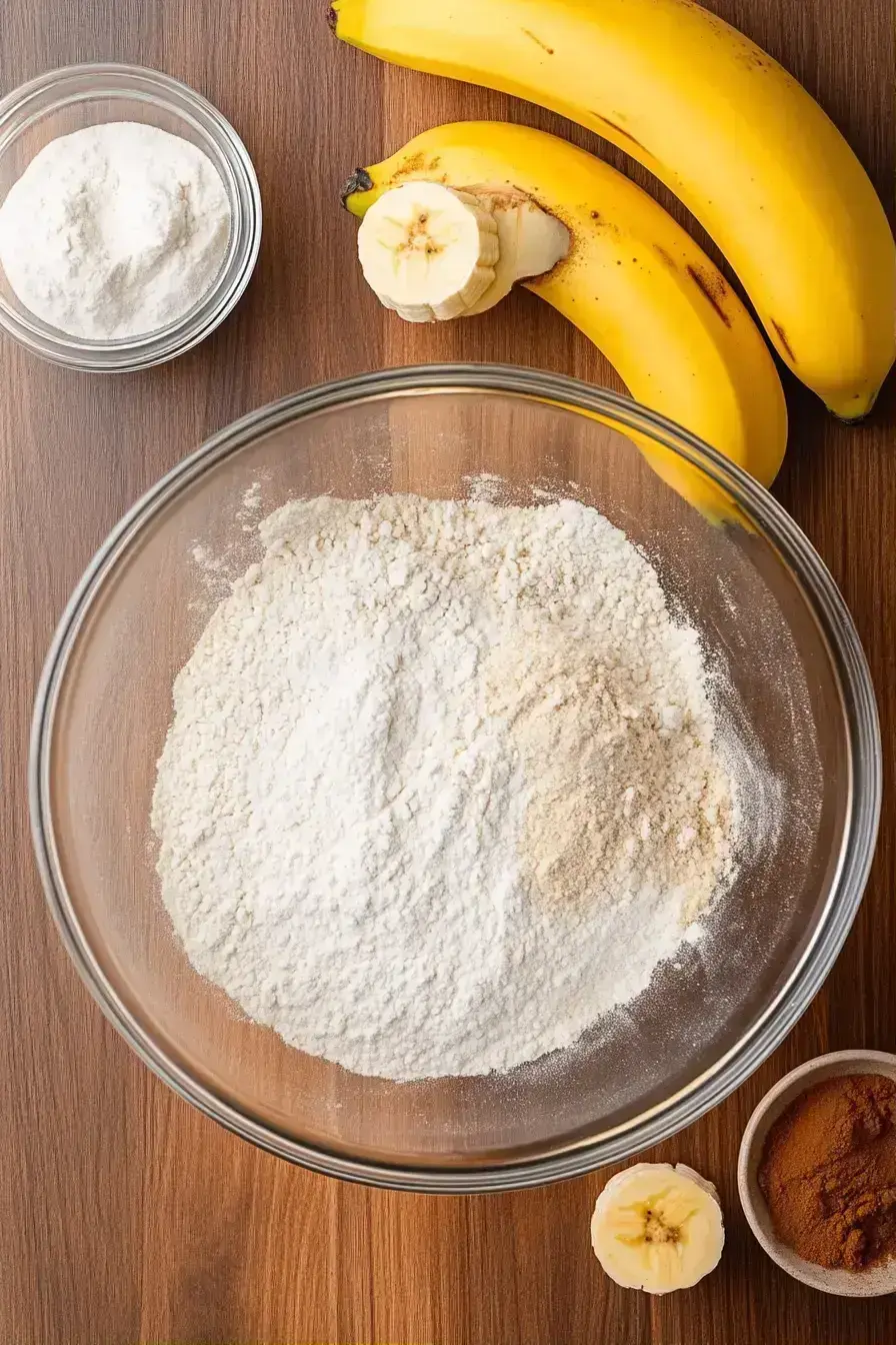 Mixing the dry ingredients for Hummingbird Cake in a bowl