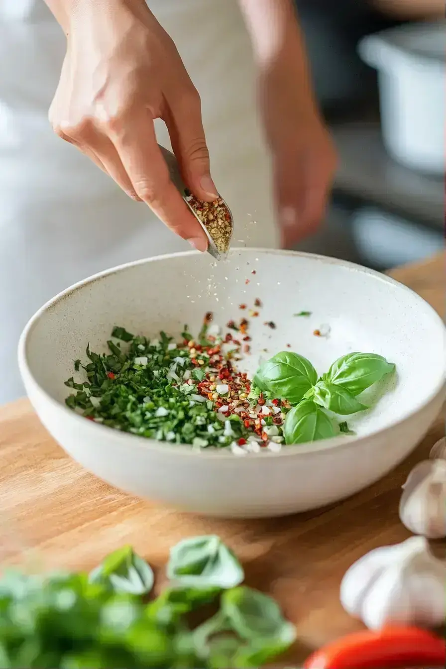 Whisking the Italian Seasoning blend until perfectly mixed