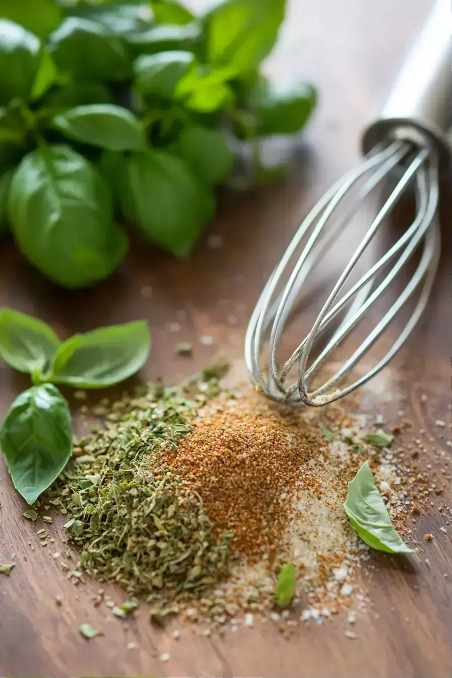 Finished jar of homemade Italian Seasoning with a rustic label