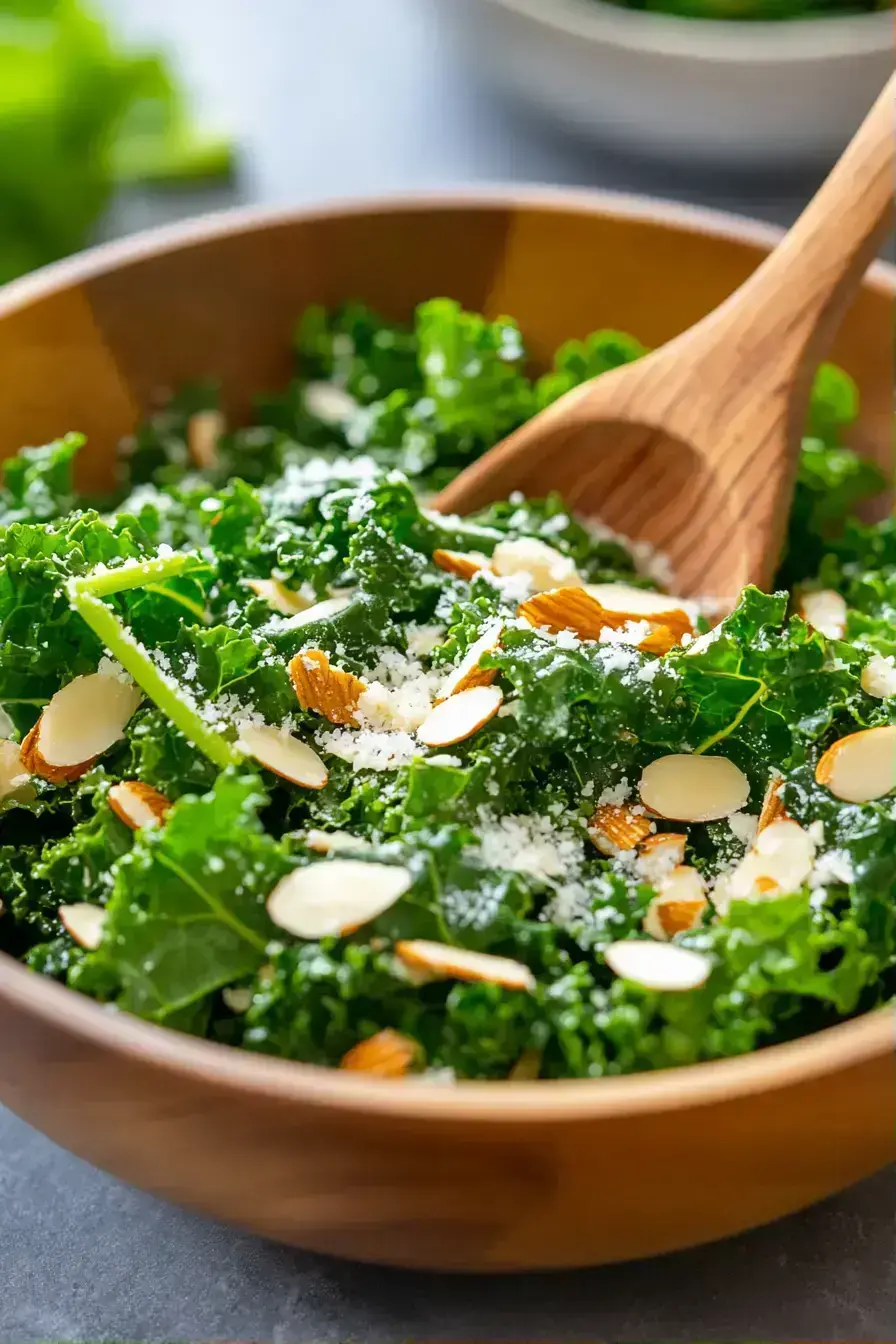Beautifully plated kale salad served at a sunny outdoor gathering with family