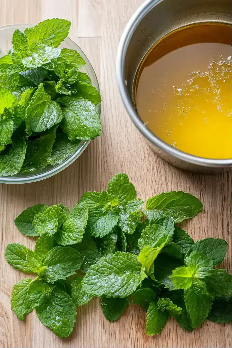 Dissolving honey in warm water for lemon balm tea base