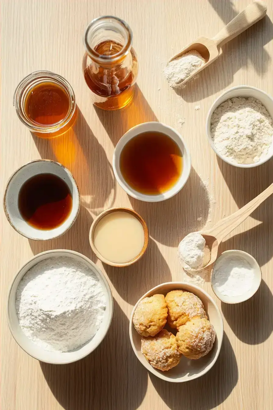 Assembled ingredients for a Maple Muffin recipe