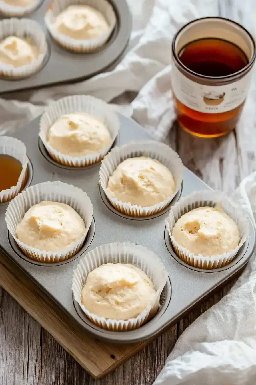 A beautiful tray of finished golden-topped Maple Muffins