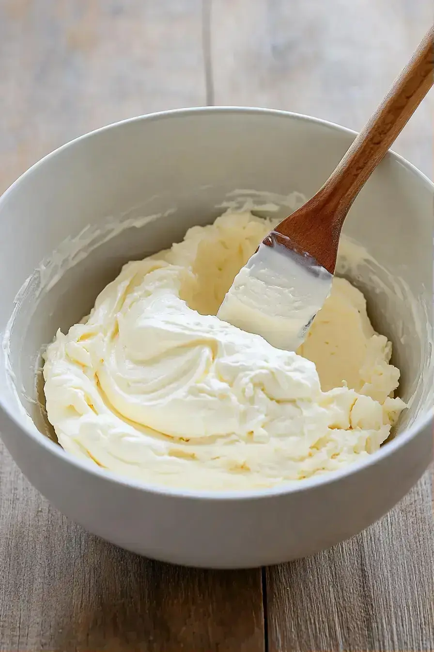 Mixing mascarpone whipped cream with a hand mixer until soft peaks form
