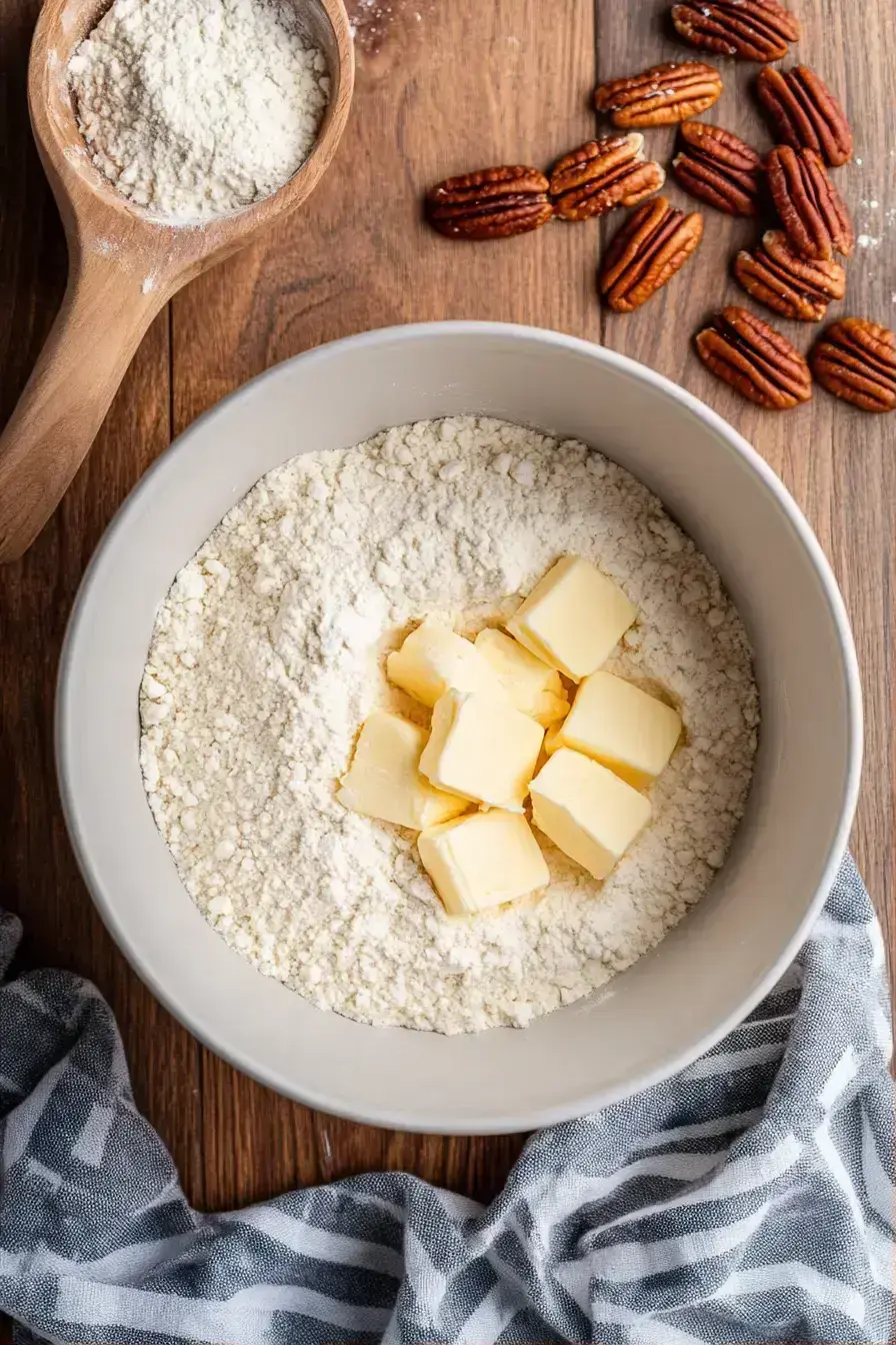 Mixing dough for Mini Pecan Pies