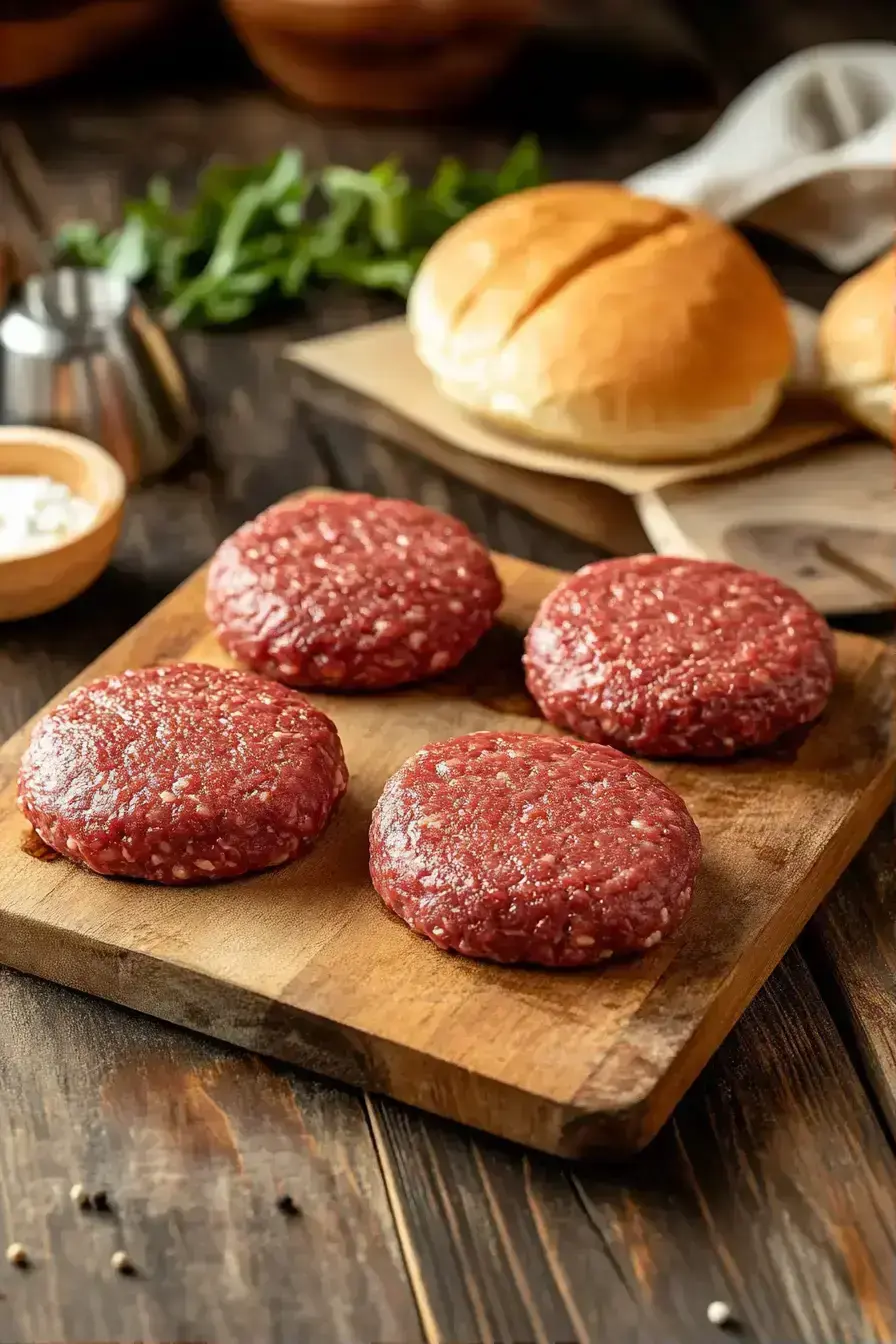 Cheese melting on grilled giant beef patties in a skillet