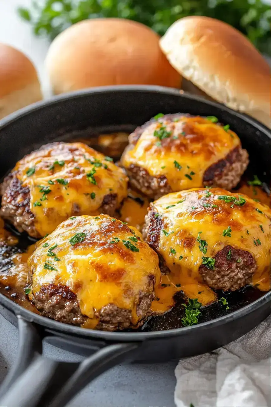 Fully assembled monster burger with cheese and fresh toppings