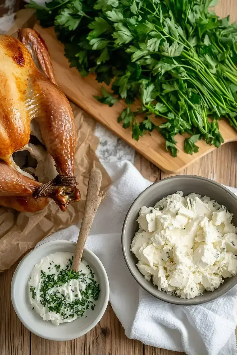 Mixing herb butter for One Pan Herb Roasted Turkey