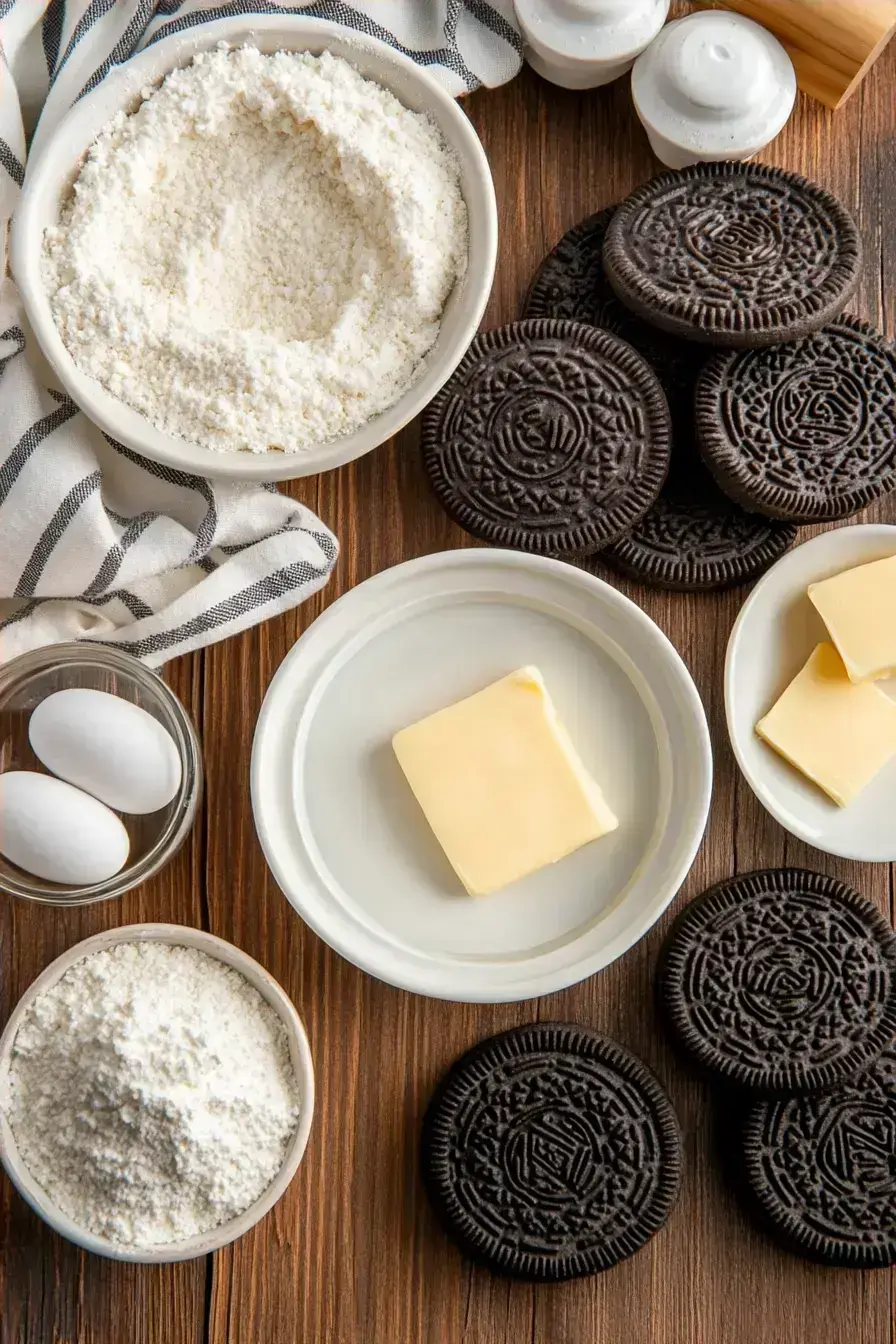Ingredients for making an Oreo Pie Crust