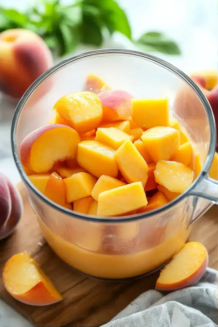 Straining peach puree