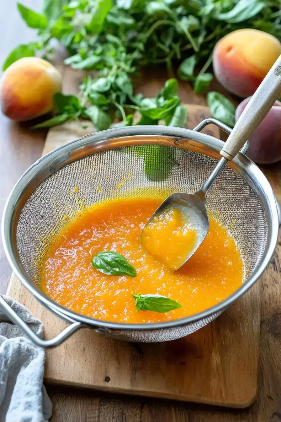 Mixing peach nectar ingredients