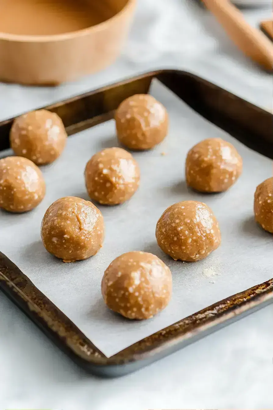 Pressing crisscross patterns into peanut butter cookie dough