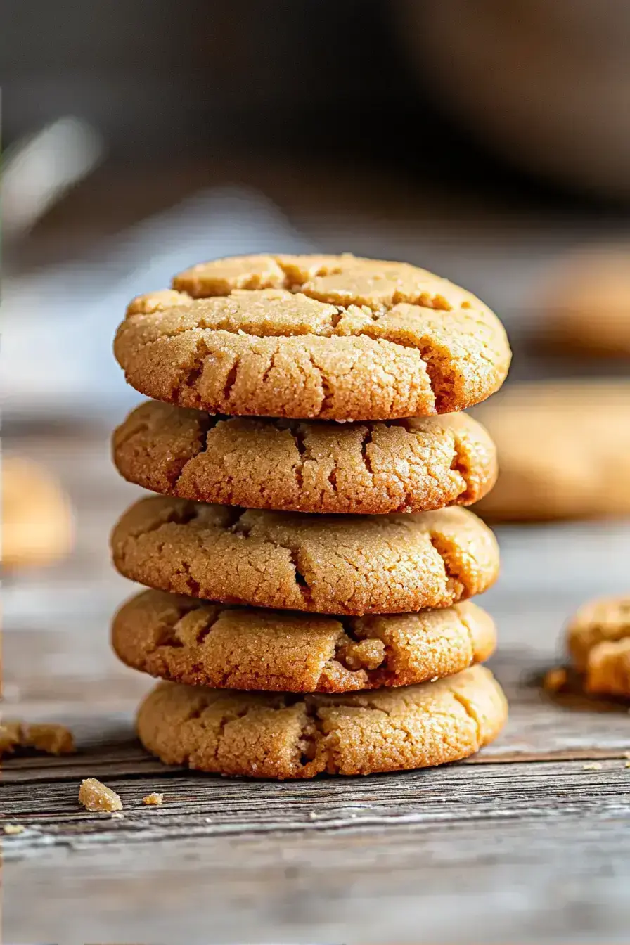 Freshly baked peanut butter cookies with crisscross patterns
