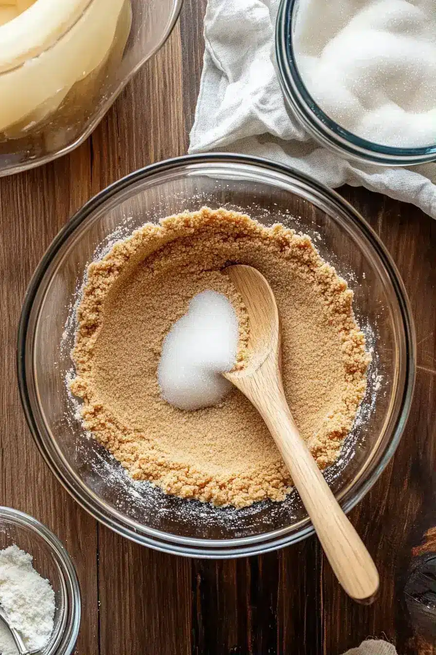 Cream cheese mixture being beaten for Pecan Pie Cheesecake