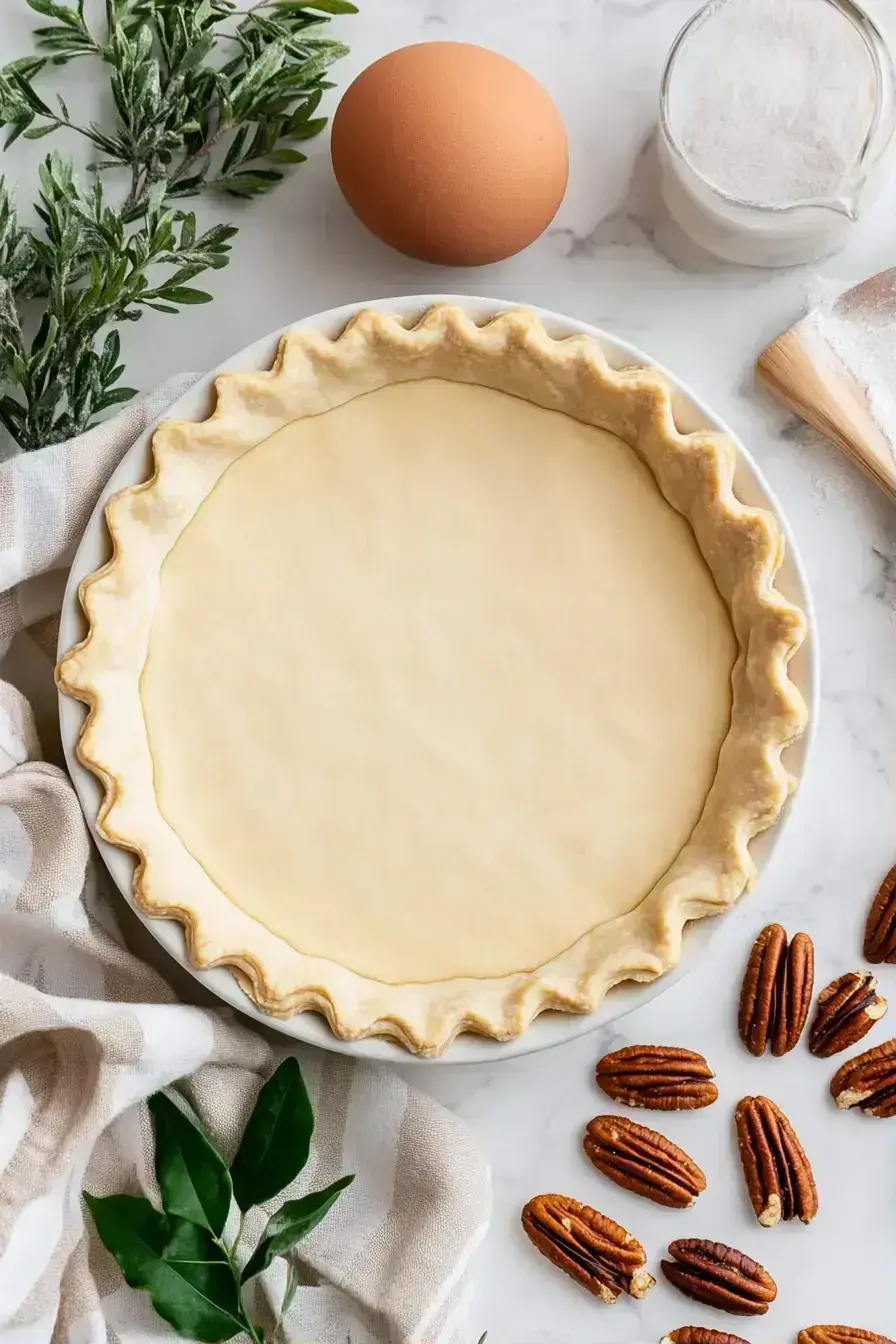 Whisking the rich buttery filling with vanilla for homemade pecan pie