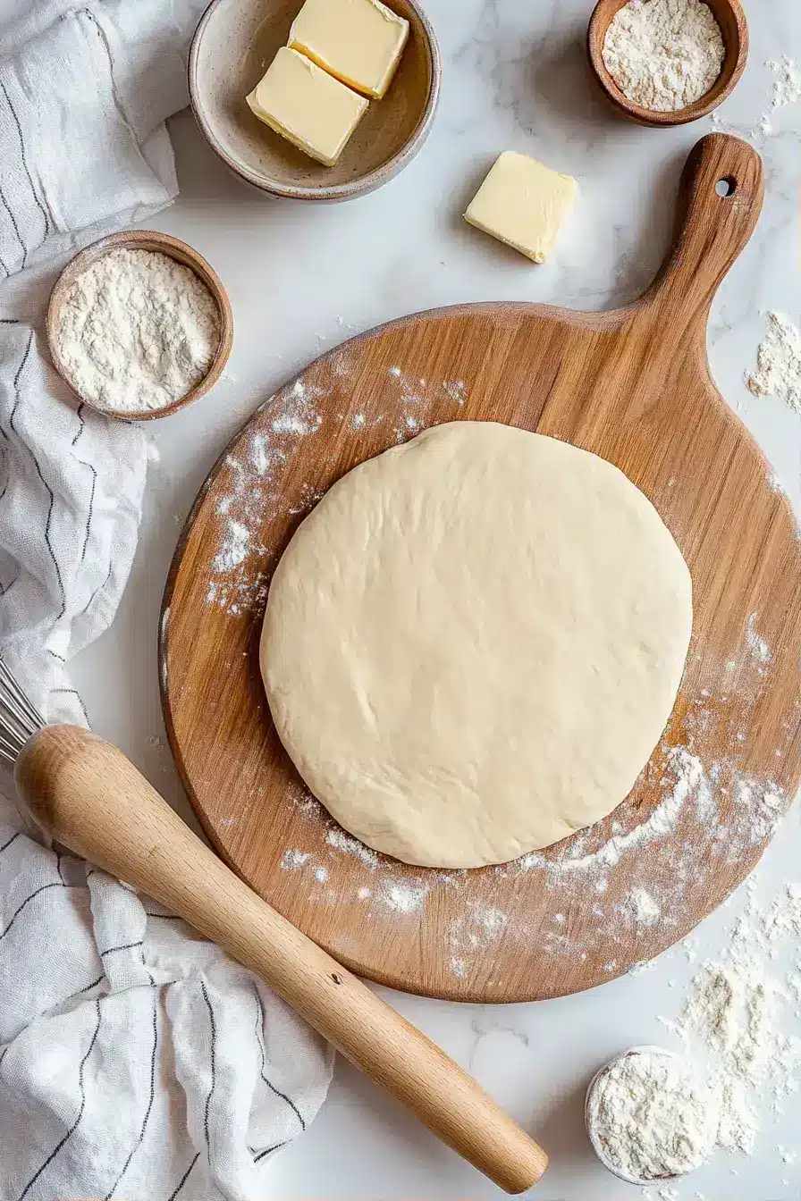 The finished, chilled pie dough discs wrapped and ready for the perfect pie