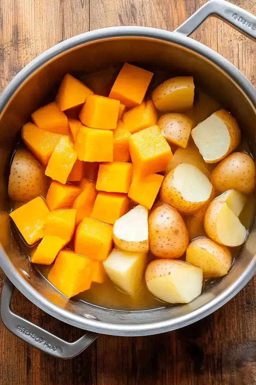 Boiling potatoes and squash for Potato Squash Casserole