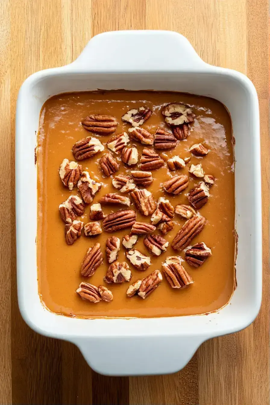 Final baked and sliced pan of Protein Pumpkin Baked Oats