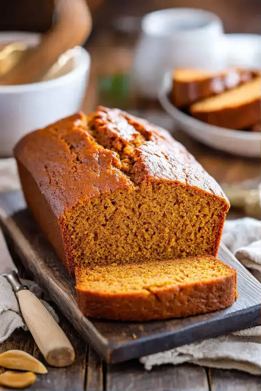 Serving suggestions for pumpkin bread with butter and coffee