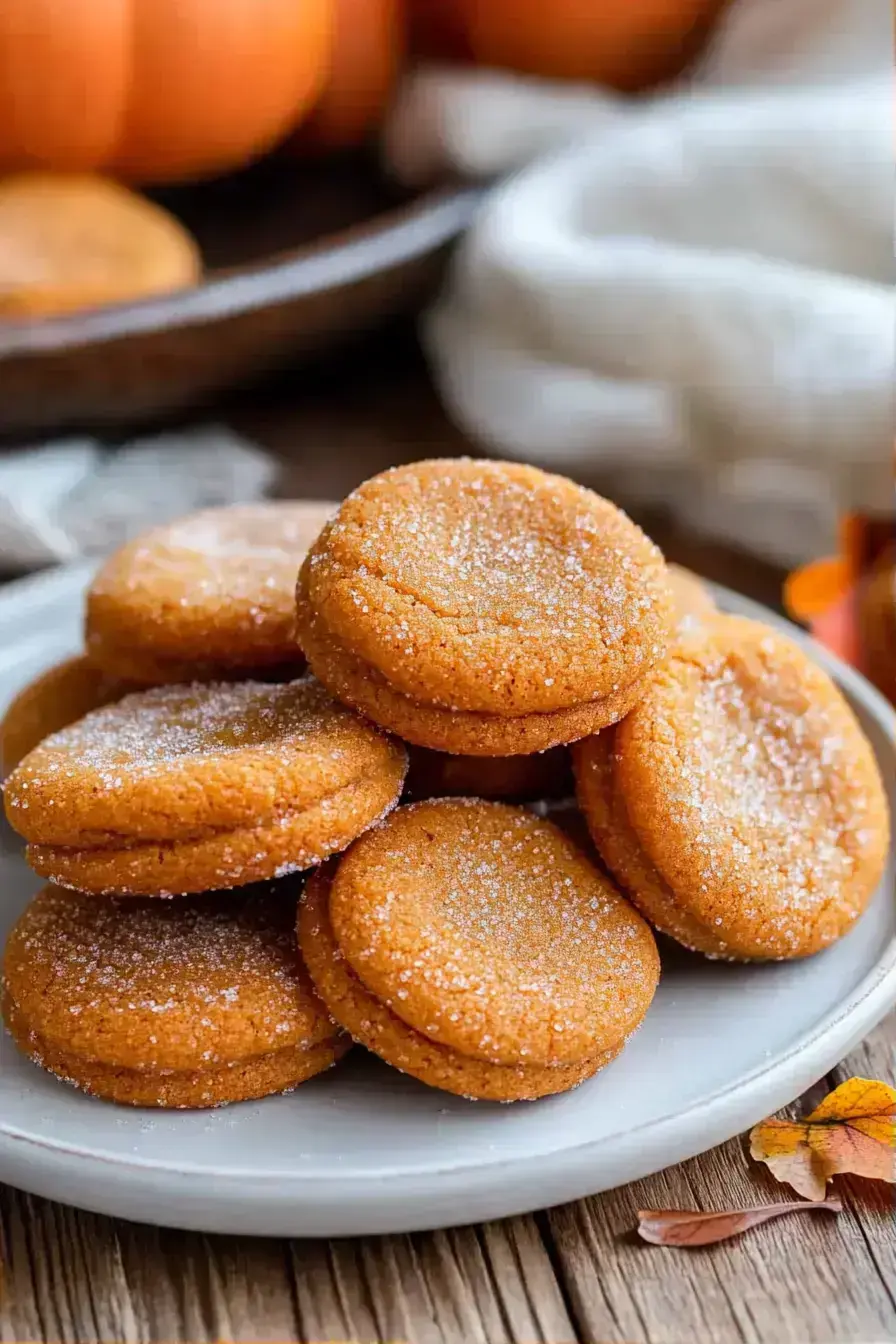Pumpkin cookies served with a cup of tea
