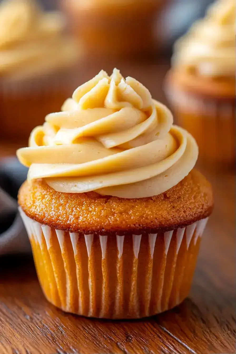 Pumpkin cupcakes beautifully arranged on a serving platter