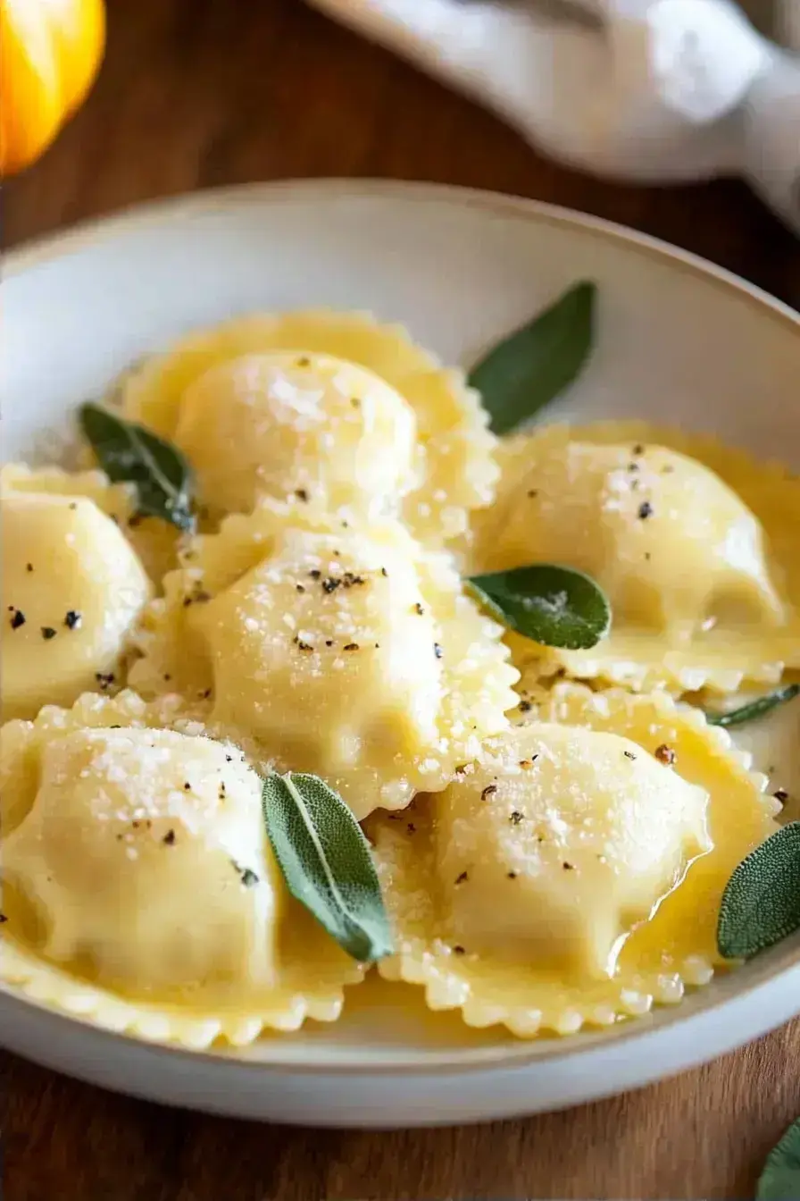 Homemade Pumpkin Ravioli with Sage Brown Butter Sauce