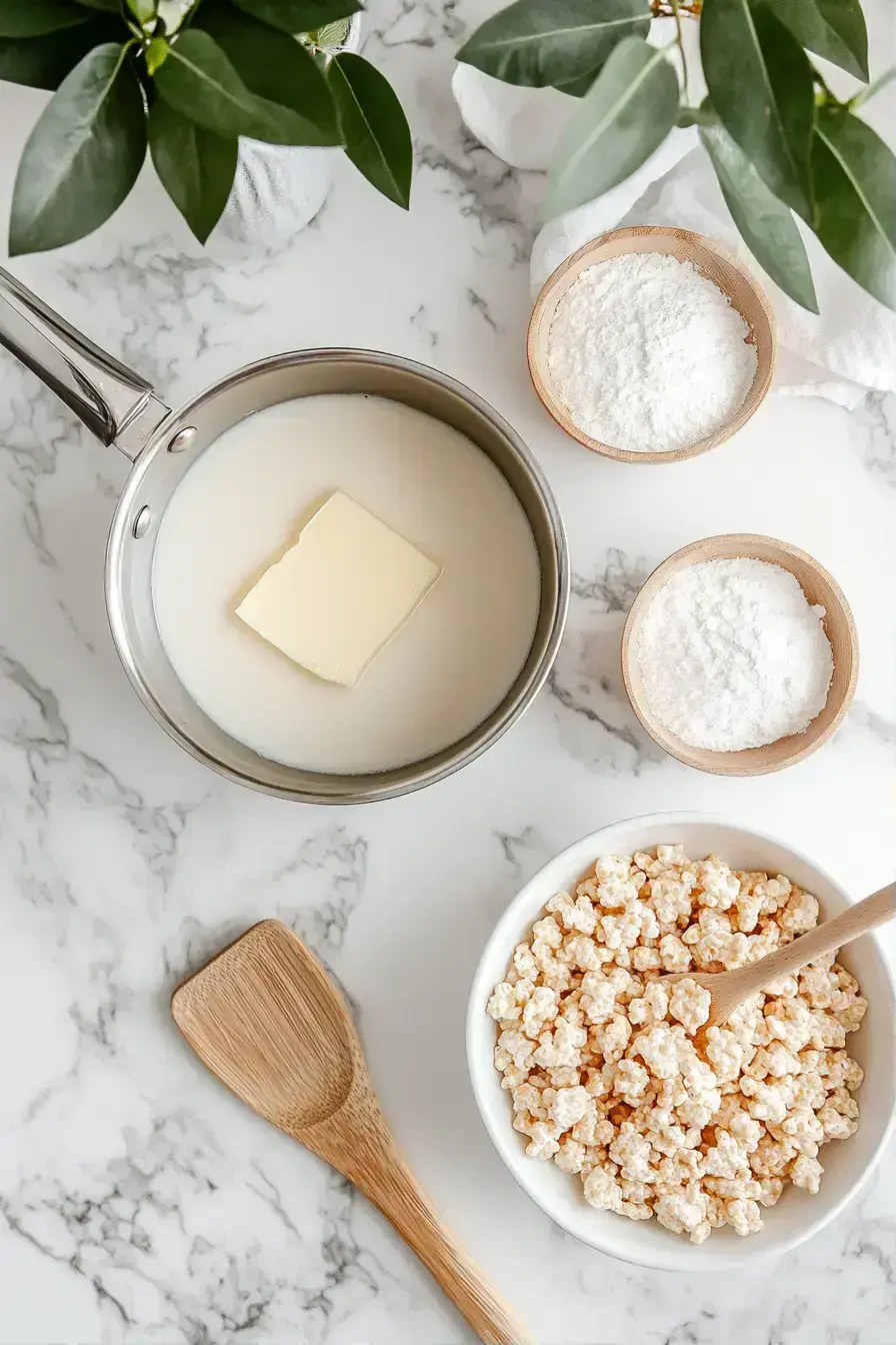 Melted marshmallows and butter in a pot