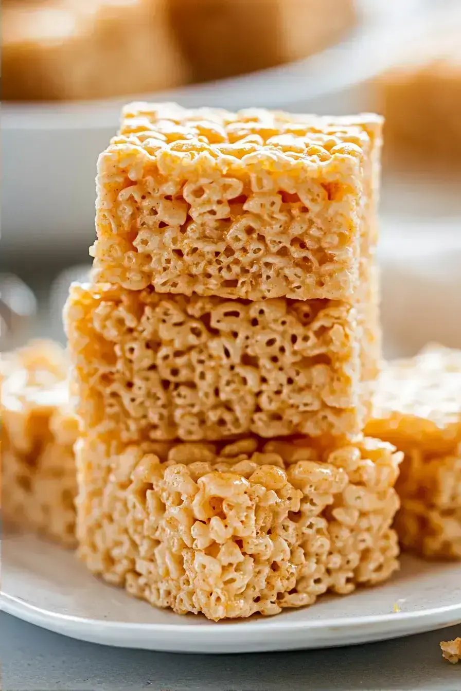 Pumpkin Rice Krispies on a plate with fall decorations