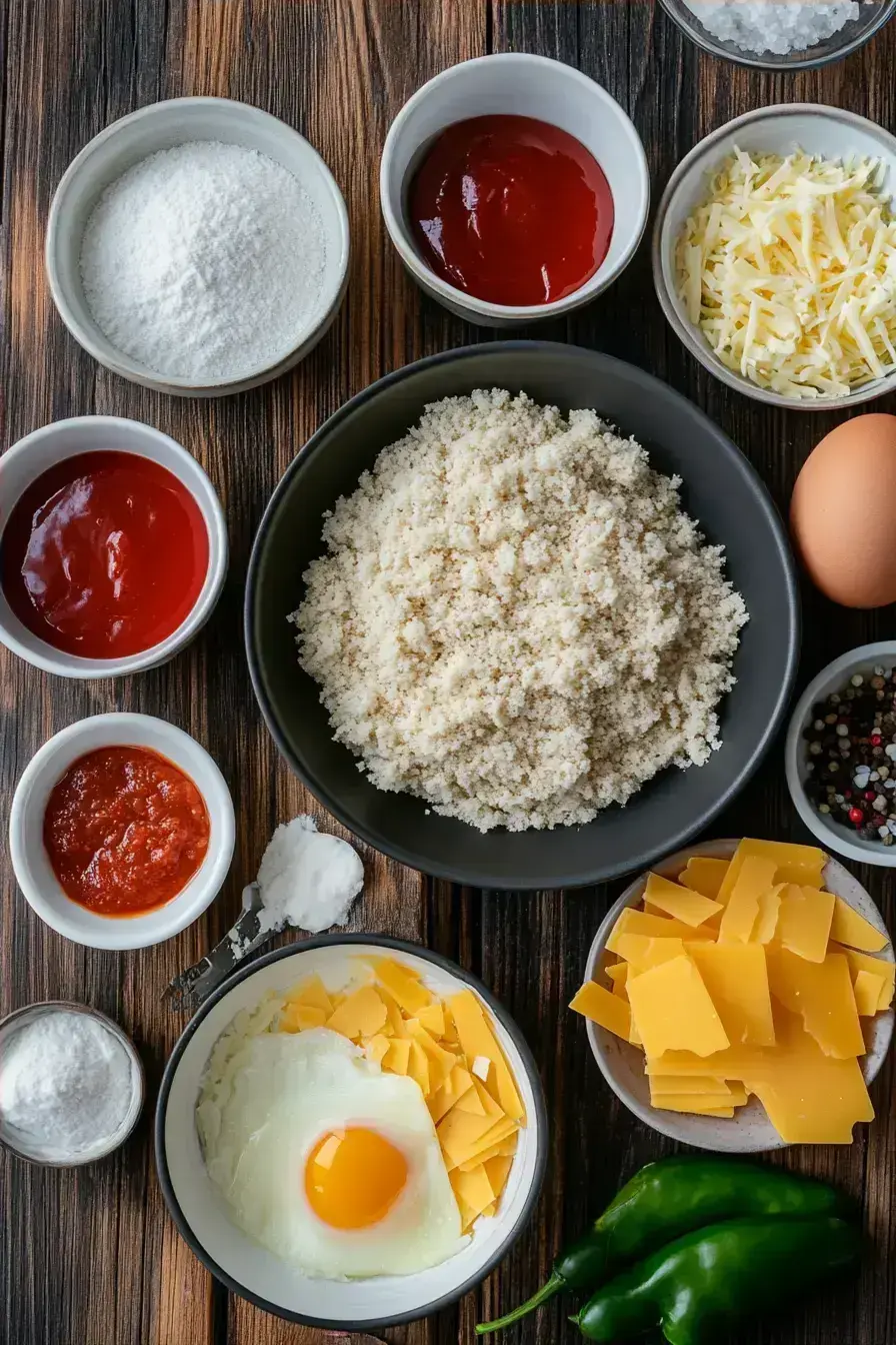 Ingredients arranged for a pumpkin meatloaf with cheese on a wooden board